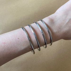 Sterling Silver 4 Row Open Bangle